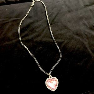 Pink and crystal heart shaped necklace